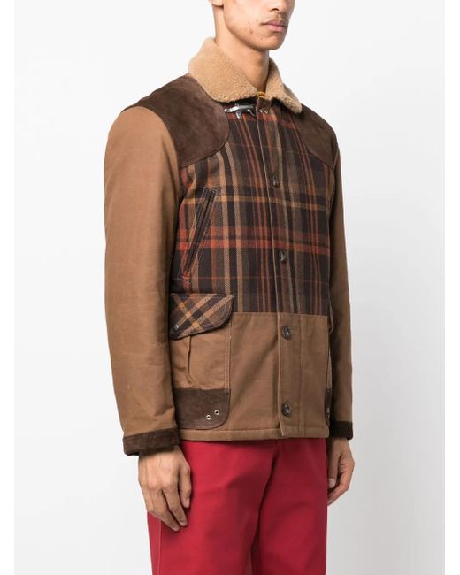 Fay Brown Plaid-Pattern Field Jacket for men