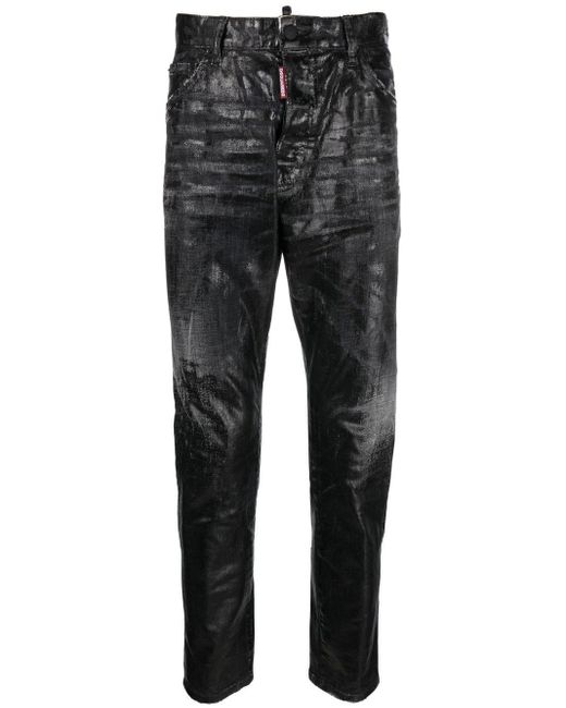 DSquared² Coated-finish Slim-fit Jeans in het Gray voor heren