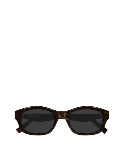Saint Laurent Black Geometric-Frame Tortoiseshell Sunglasses