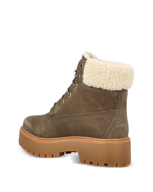Timberland Stone Street Laarzen Met Imitatiebont En Plateauzool in het Brown