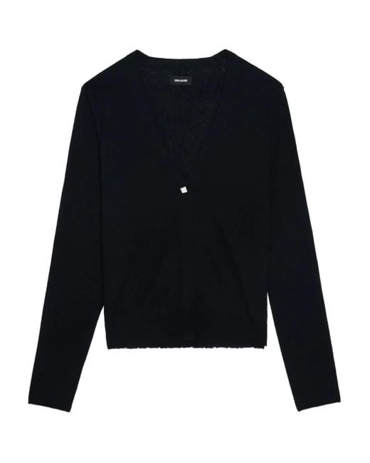 Zadig & Voltaire Blue Manylla Button-Up V-Neck Cardigan