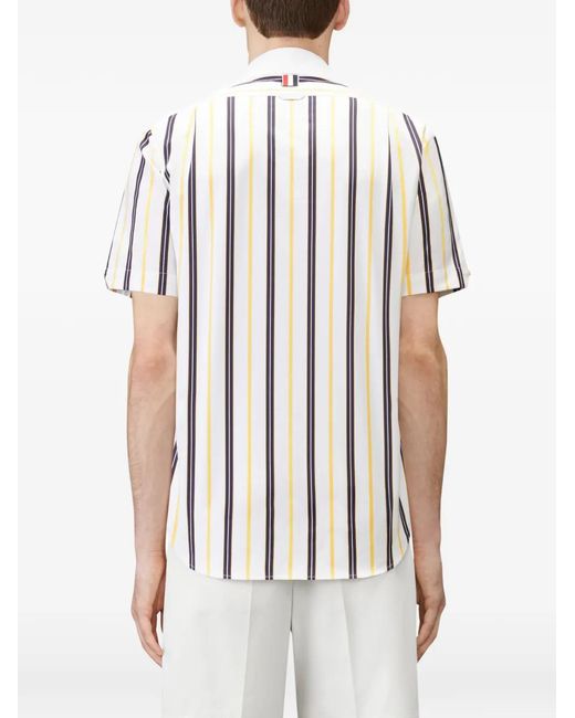 Thom Browne White Repp Striped Short-Sleeve Shirt for men