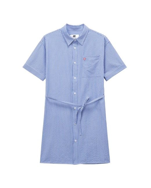Chocoolate Blue Robe Mi-Longue Ceinturée À Rayures