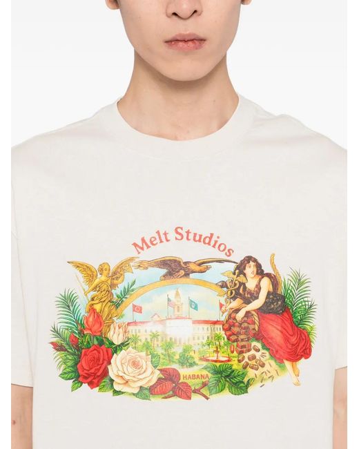 Melt White Graphic-Printed T-Shirt for men
