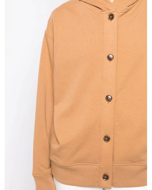 Vince Natural Button-Up Cotton Hoodie