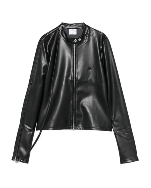 Courreges Black Zip-Fastening Leather Jacket