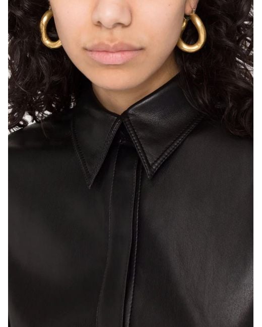 Vestido camisero corto con cinturón Nanushka de color Black