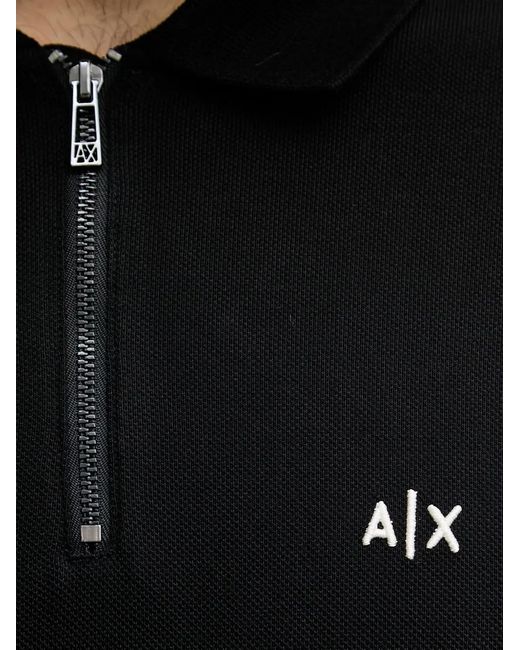 ARMANI EXCHANGE White Piped Zip-Fastening Polo Shirt for men