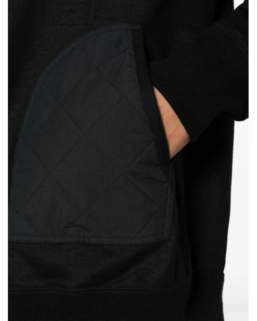 Junya Watanabe Black Ripstop-panel Cotton Hoodie for men