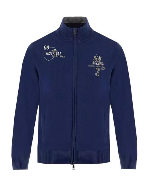 La Martina Men's Blue Bradford Zip-Fastening Cardigan