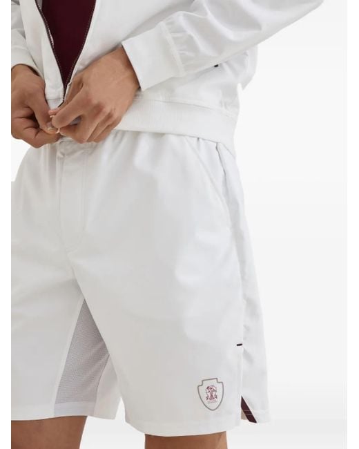 Brunello Cucinelli White Elastic-Waist Panelled Shorts for men