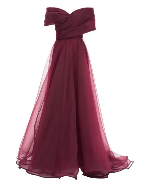 Ana Radu Purple Off-Shoulder Draped Gown