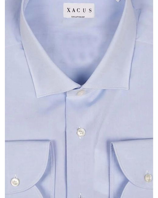 Xacus Blue Chemise À Boutonnière Sur Le Devant for men