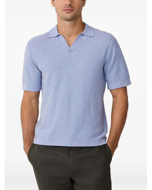 Hackett Blue Riviera Textured-Knit Polo Shirt for men