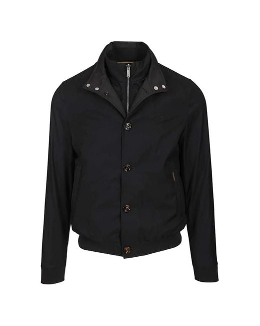Moorer Black Bernie Buttoned Zip-Fastening Jacket for men