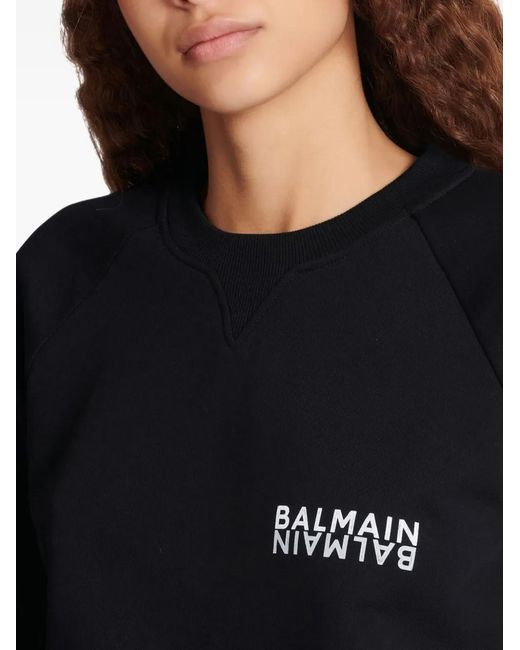 Balmain Black Logo-Detail Cotton Sweatshirt