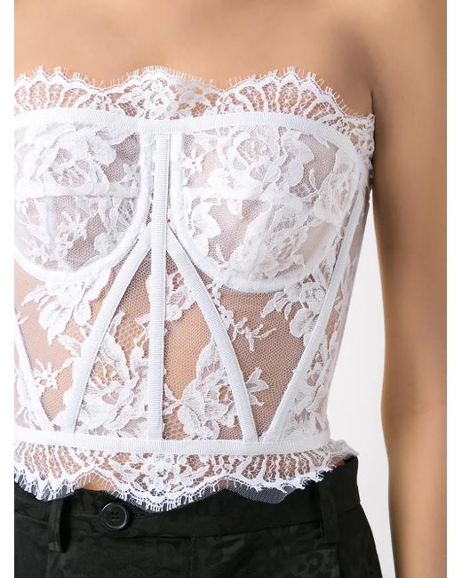Dolce & Gabbana Multicolor Strapless Lace Top