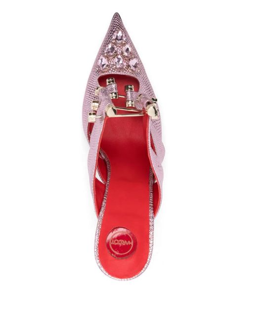 HARDOT Pink 105Mm Snakeskin-Effect Mules
