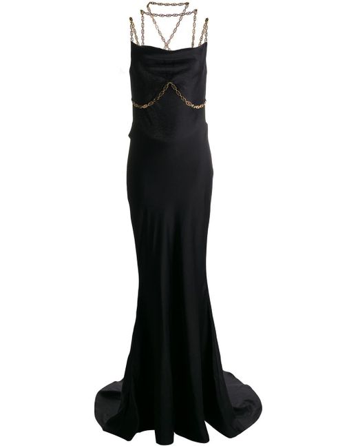 Versace Black Chain Link Evening Dress