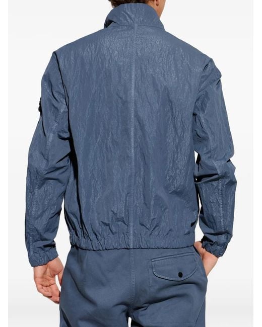 Stone Island Blue Logo-Patch Zip-Up Jacket for men