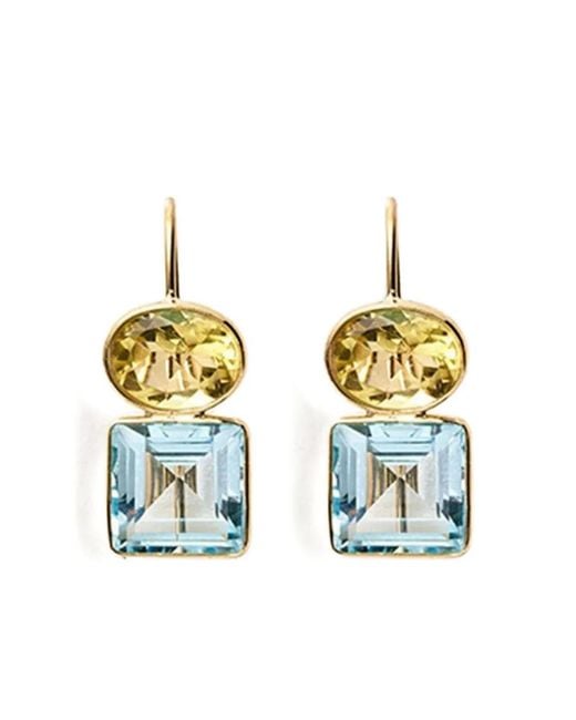 Lizzie Fortunato White 14K Duo Quartz And Topaz Earrings