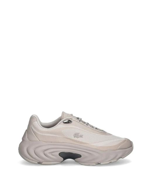 Lacoste White Mesh-Panel Chunky Sneakers