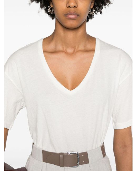 Camiseta con cuello en V Closed de color White
