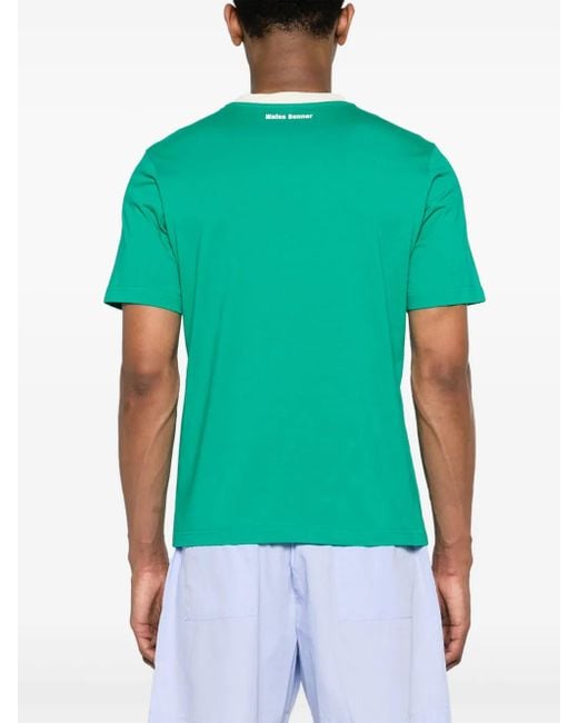 Wales Bonner Green Graphic Tee With Leopard And Script Design for men