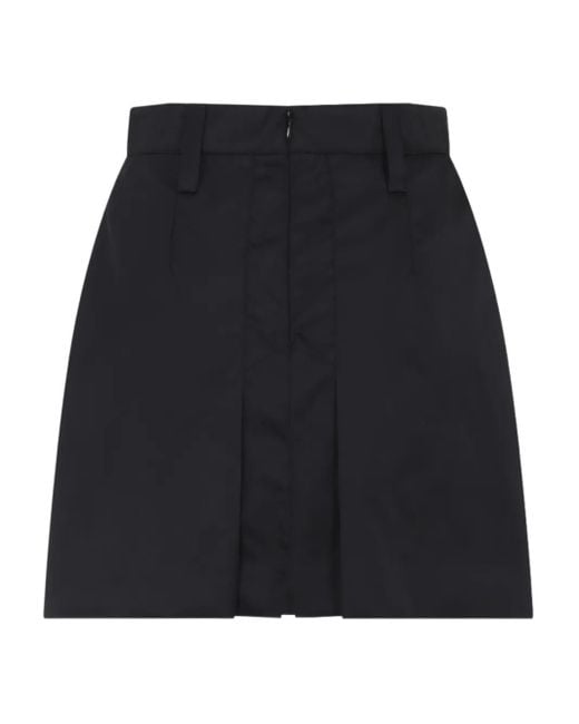 Prada Triangle Logo Mini Skirt in Black | Lyst