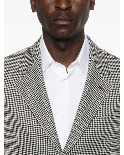 Brunello Cucinelli Gray Houndstooth Blazer for men