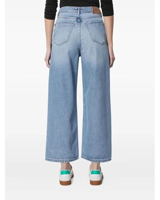 Marc O' Polo Blue Logo-Patch Cropped Jeans