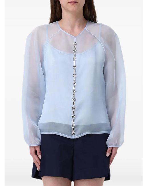 Fabiana Filippi Blue Strass-Embellished Blouse