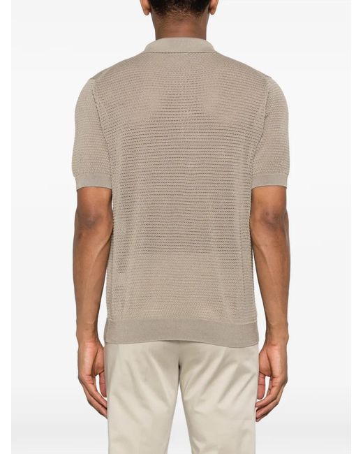 Tagliatore Natural Buttoned Knit Polo Shirt for men