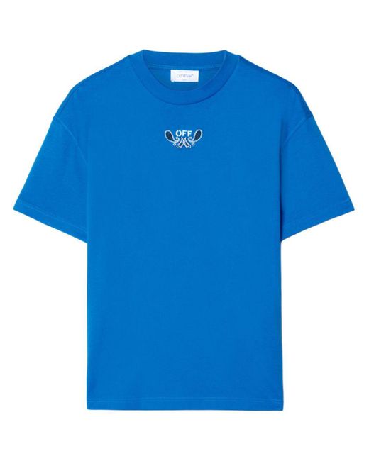 Off-White c/o Virgil Abloh T-shirt Met Borduurwerk in het Blue