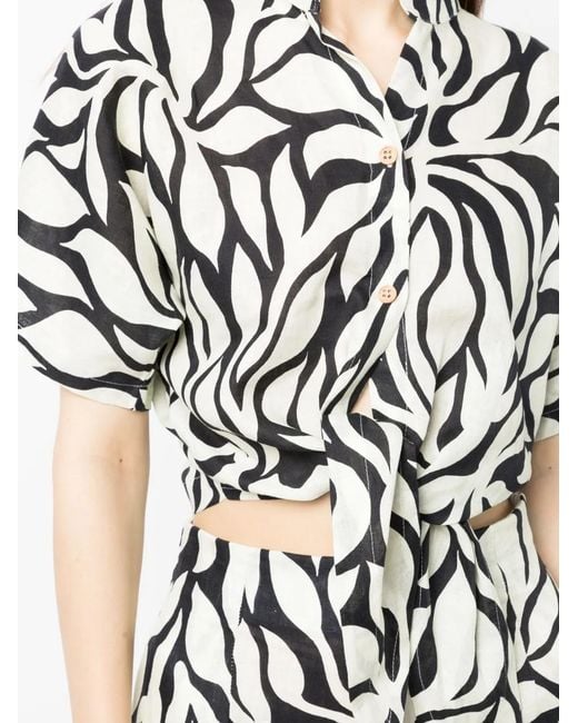 Cala De La Cruz White Leroy Tie-Fastening Linen Shirt