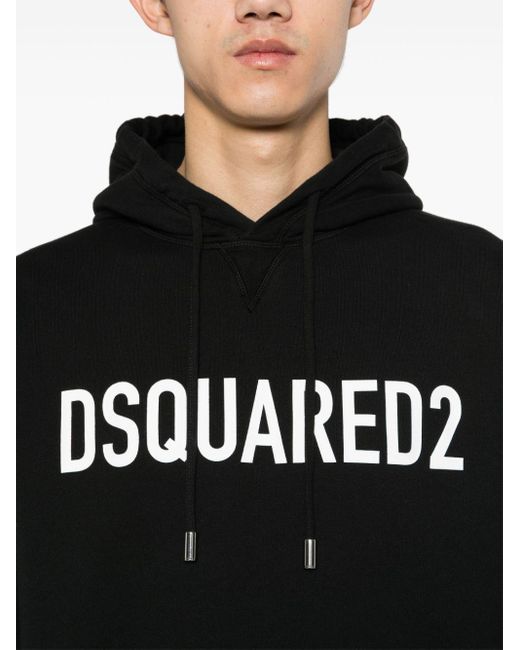 DSquared² Black Cool Fit Logo-print Hoodie for men