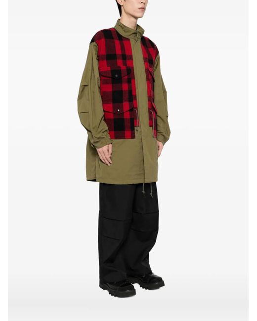 Junya Watanabe Red Checked Fishtail Parka for men