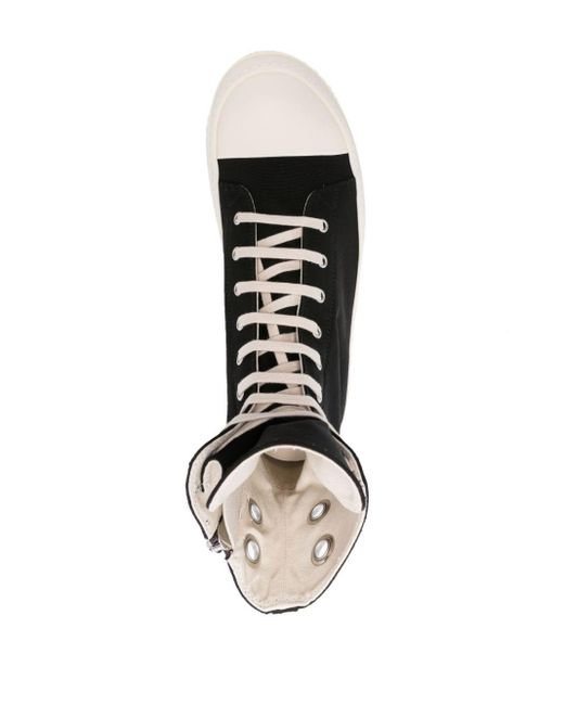 Rick Owens Black High-Top Cotton Sneakers for men