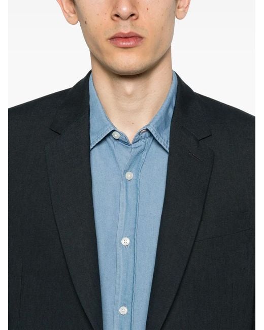 Paul Smith Blue Single-Breasted Linen Suit for men