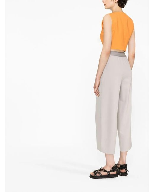 Stella McCartney Gray Cropped Wide-Leg Trousers