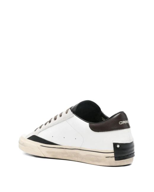 Crime London White Distressed Leather Sneakers for men