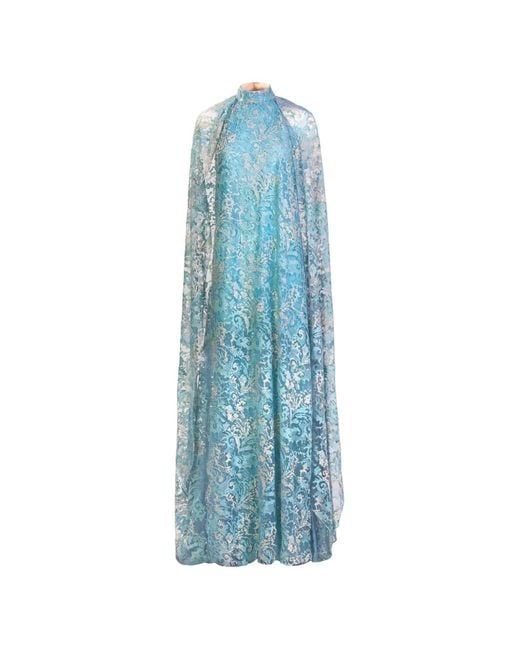 Silvia Tcherassi Blue Carol Cape Maxi Dress
