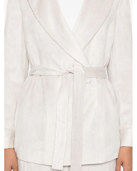 Peserico White Belted Fitted Jacket