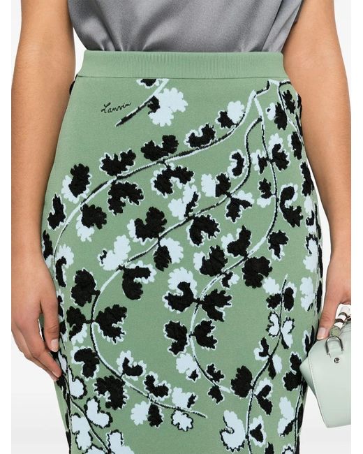 Lanvin Green Floral-Jacquard Mini Skirt