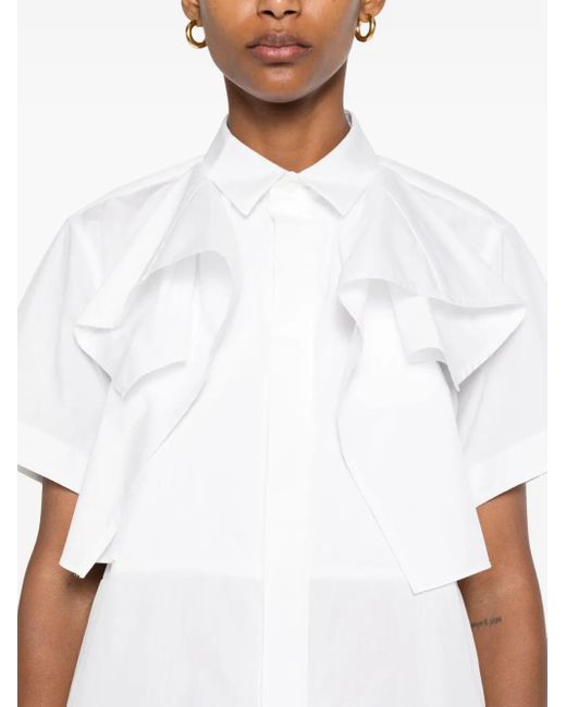 Sacai White Hemd Mit Rüschen