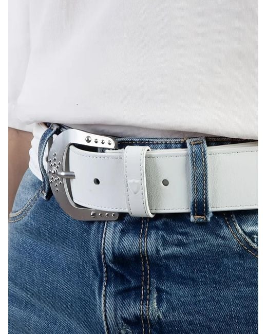 HTC Gray Mirage Studded Leather Belt for men