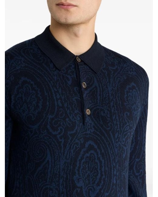 Etro Blue Polo-Style Sweater for men