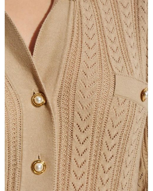 Alessandra Rich Natural Cardigan mit Zopfmuster