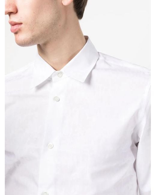 McQueen White Logo-Print Cotton Shirt for men