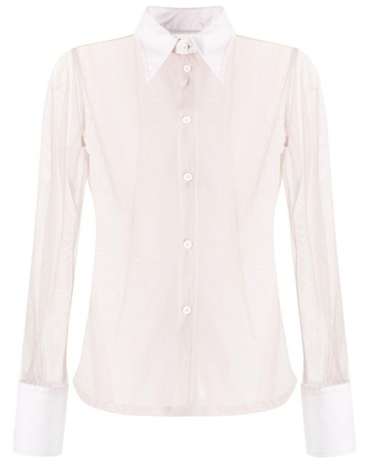 MM6 by Maison Martin Margiela Cotton-tulle Shirt in het White